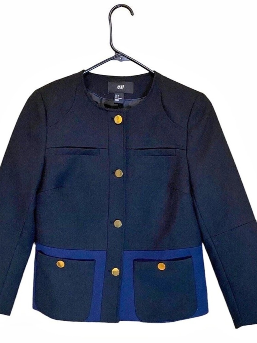 H&Medium Color Block Jacket Black & Blue Size Medium Like New